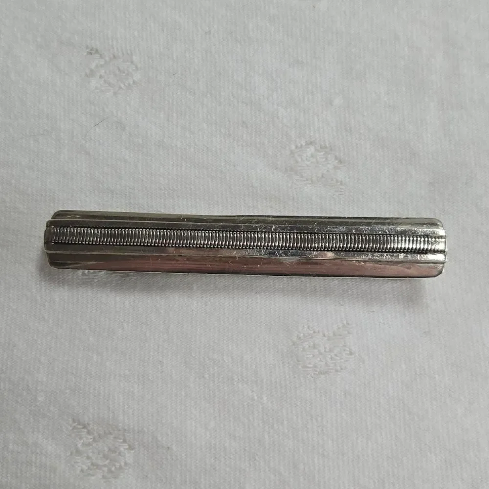 Sterling Silver 925 Hair Clip Barrette Ribbed Design